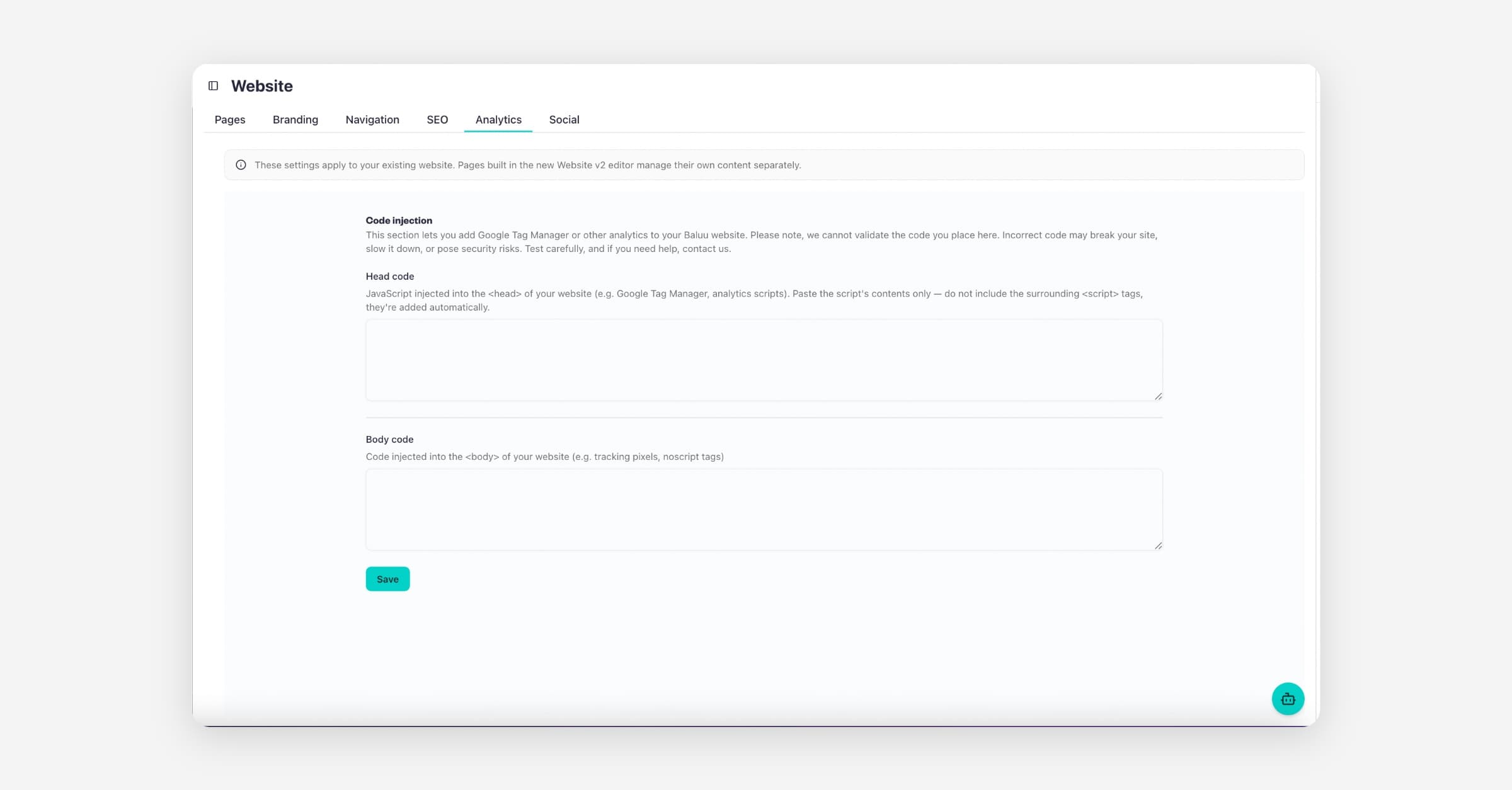 Adding Analytics and Tracking Code